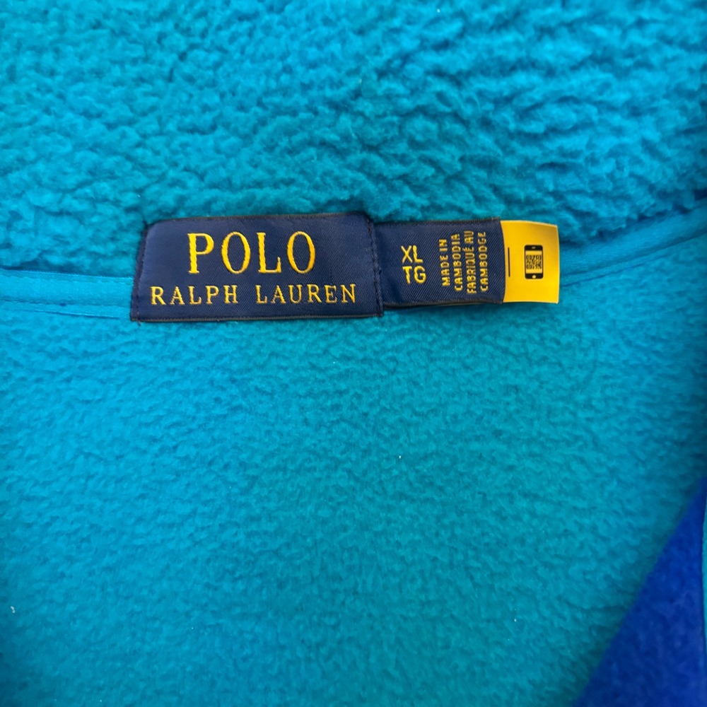 Polo Ralph Lauren | Men's XL Fleece Quarter Zip | Teal Colorblock | Spectre - Picture 11 of 16